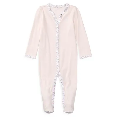 Baby Girl's Floral Trim Coverall