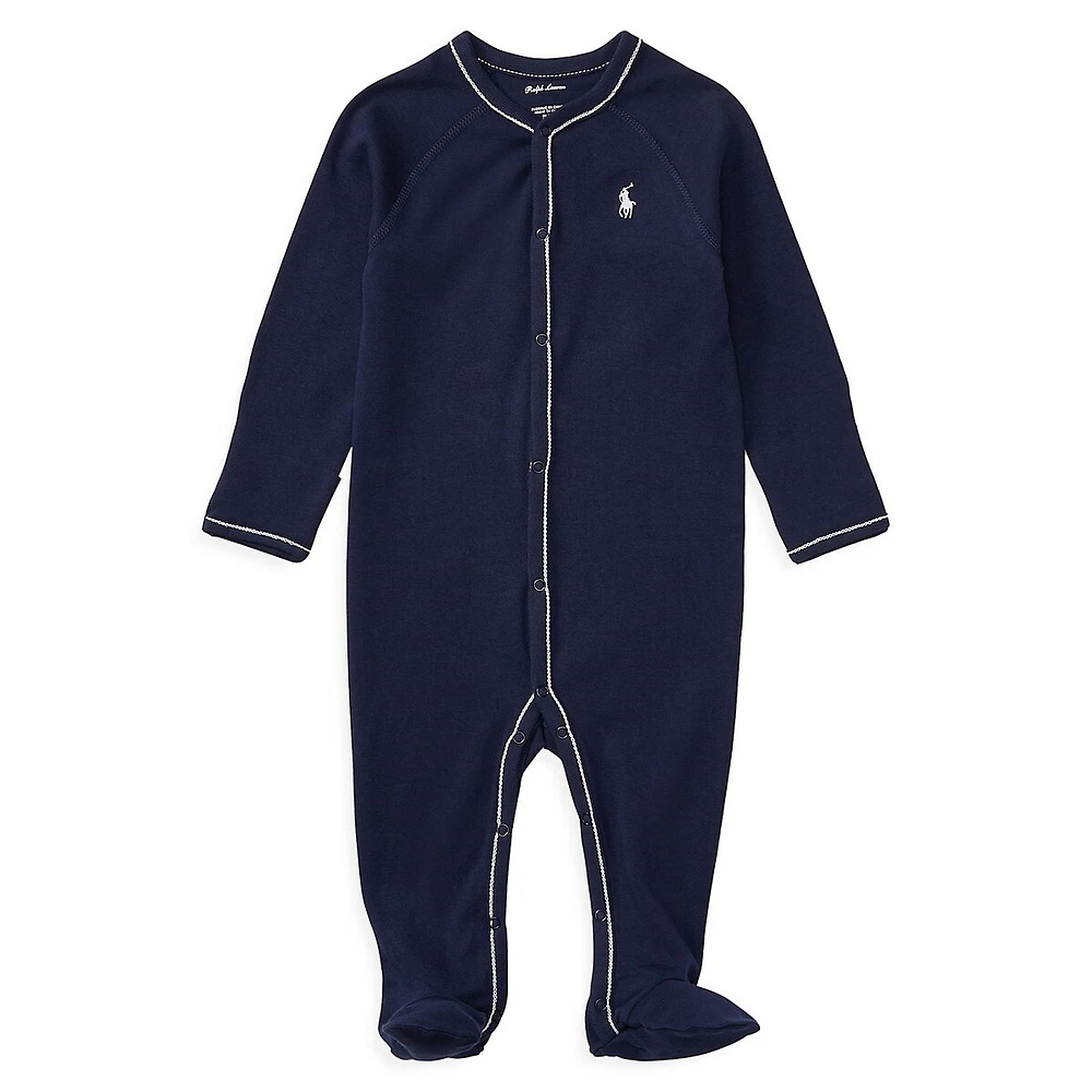 Baby Boy's Interlock Footed Coverall