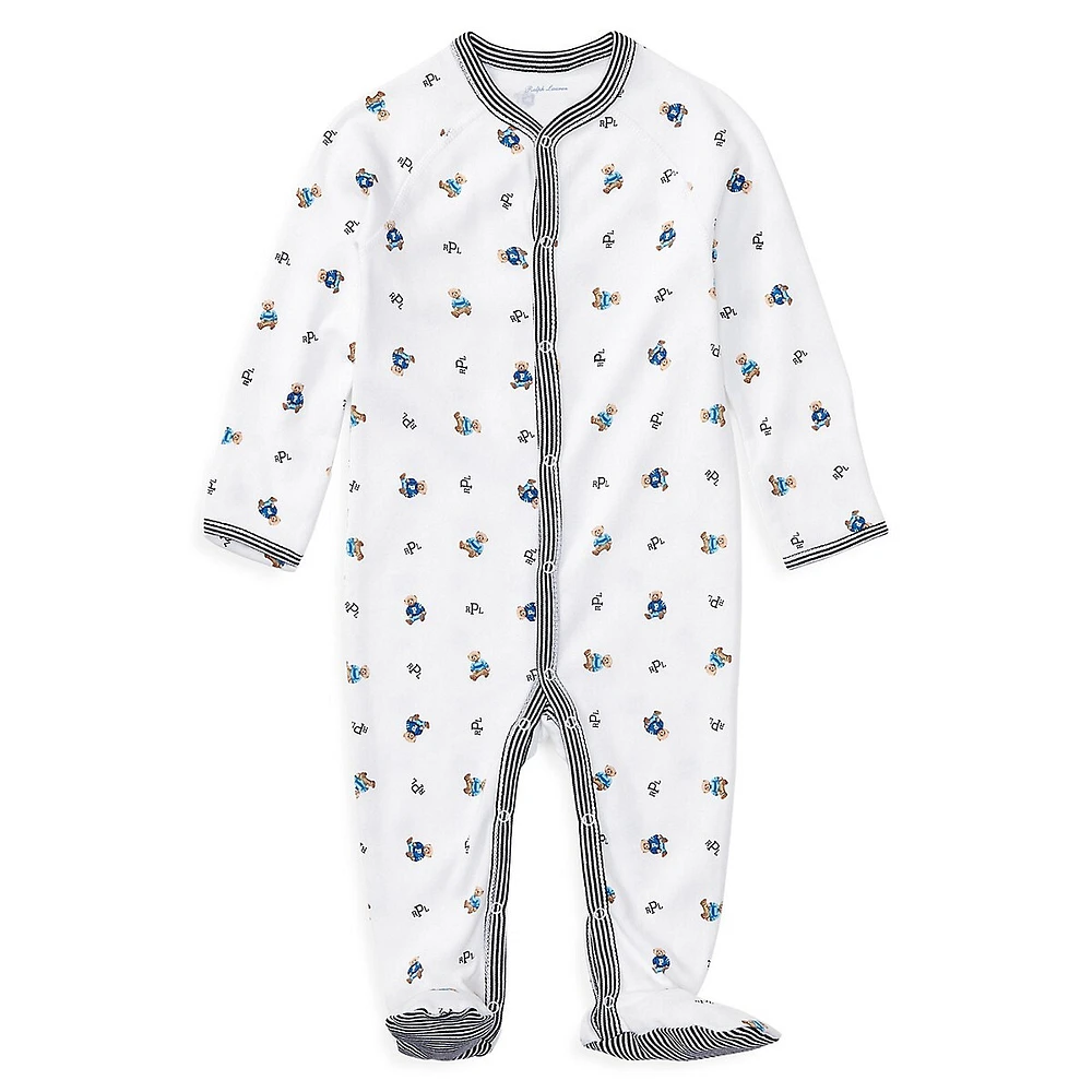 Baby Boy's Bear Print Long Sleeve Footed Coverall