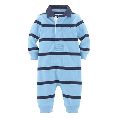 Baby Boy's Short Sleeve Rugby One-Piece Coverall