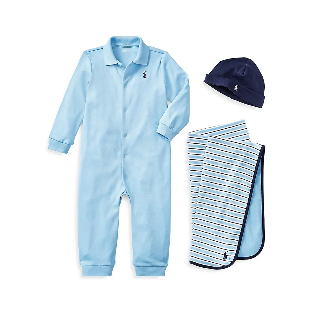 Baby Boy's Solid Cotton Coverall