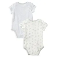 Baby Boy's Two Pack Interlock Teddy Bear Bodysuits