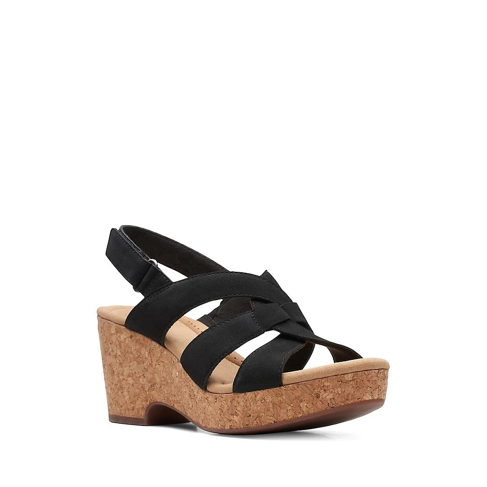 Giselle Beach Wedge Leather-Strap Sandals