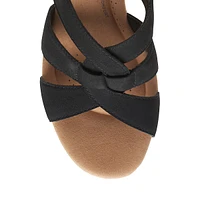 Giselle Beach Wedge Leather-Strap Sandals