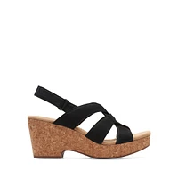 Giselle Beach Wedge Leather-Strap Sandals