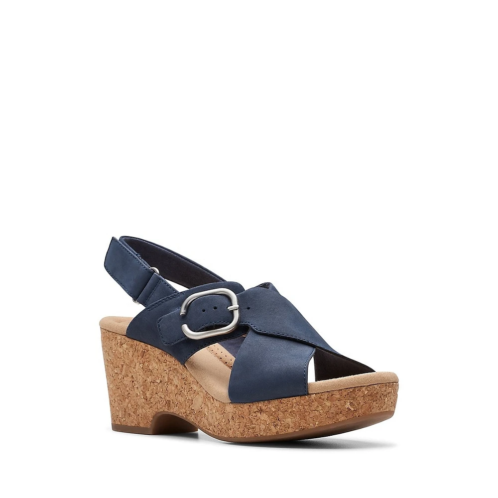 Giselle Dove Nubuck Wedge Sandals