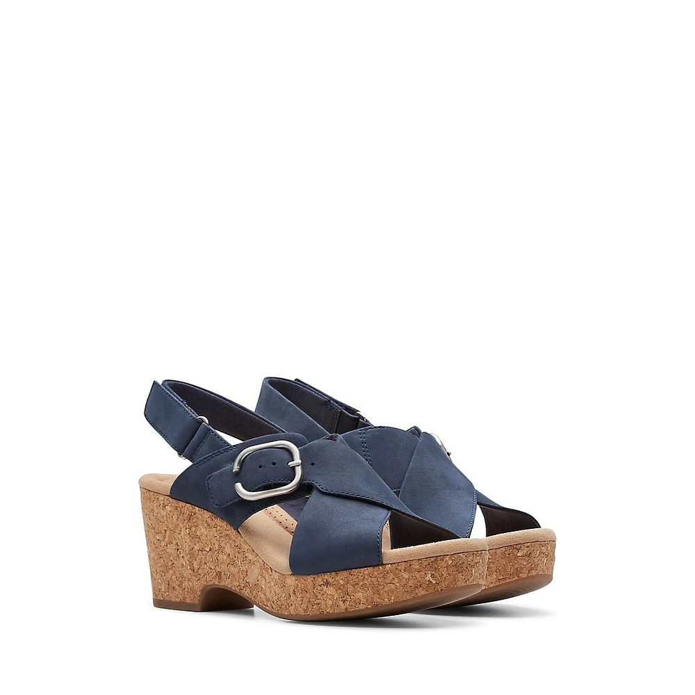 Giselle Dove Nubuck Wedge Sandals