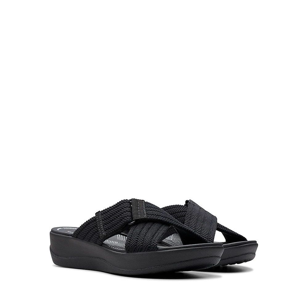 Arla Wave Cross-Strap Platform Slide Sandals