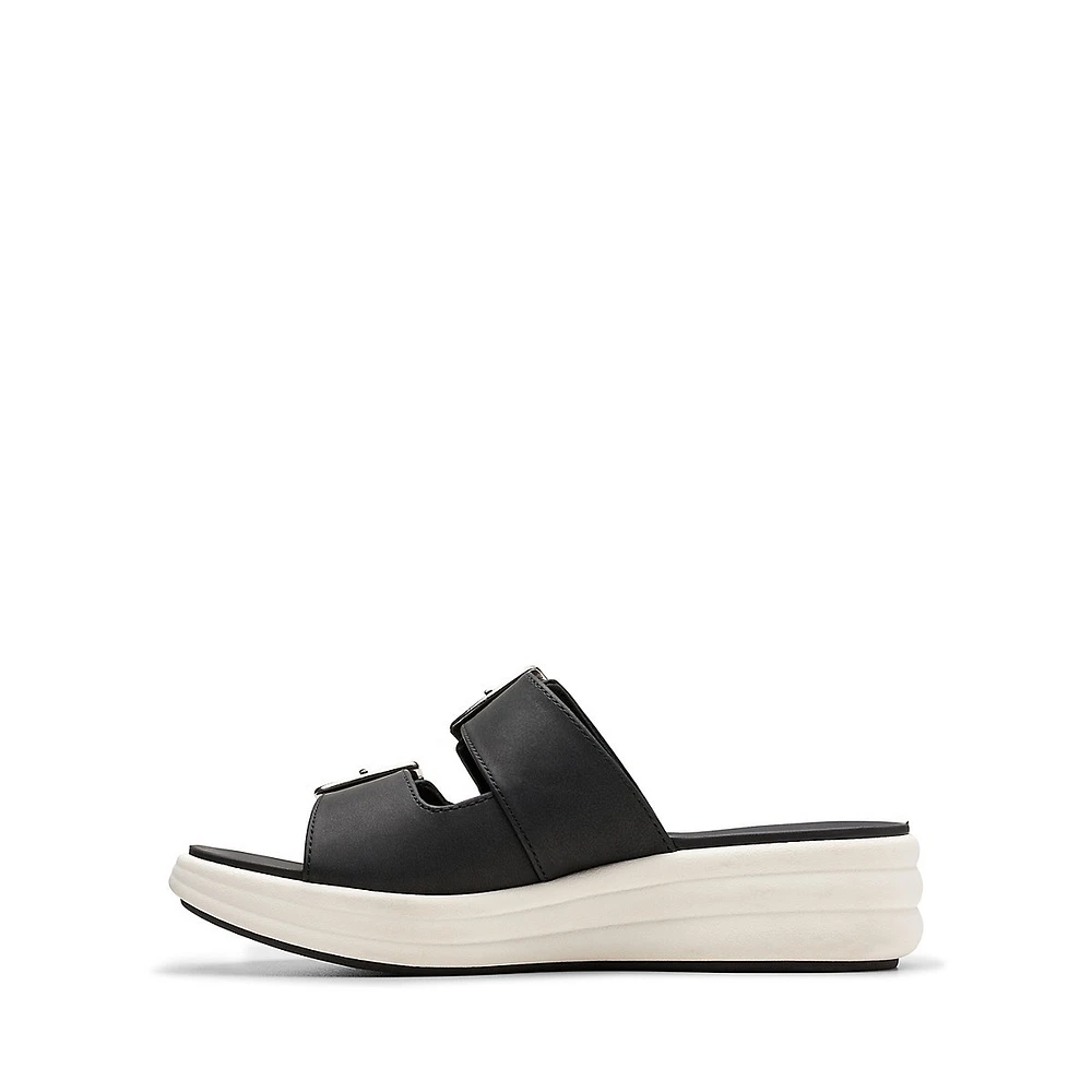 Drift Buckle 2-Band Wedge Slide Sandals