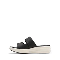 Drift Buckle 2-Band Wedge Slide Sandals