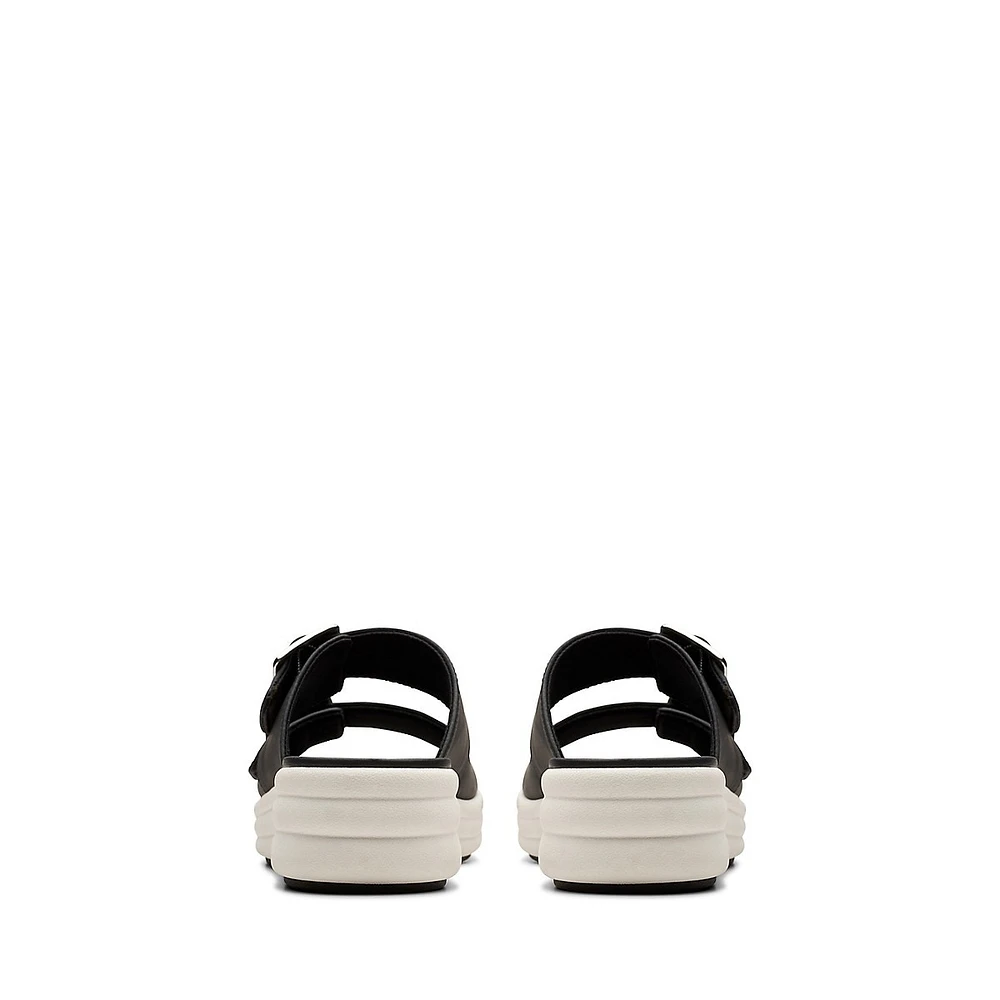 Drift Buckle 2-Band Wedge Slide Sandals