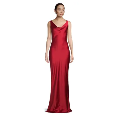 Maria Cowlneck Satin Slip Gown