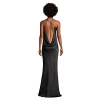 One-Shoulder Cowlback Bias Gown