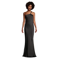 One-Shoulder Cowlback Bias Gown