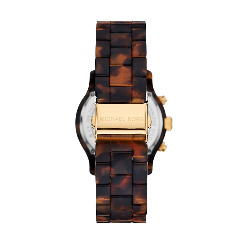Women's Runway Chronograph, Tortoise Acetate And Stainless Steel Watch