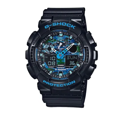 G-Shock Analogue-Digital Cool Blue Resin Strap Watch GA100CB-1A