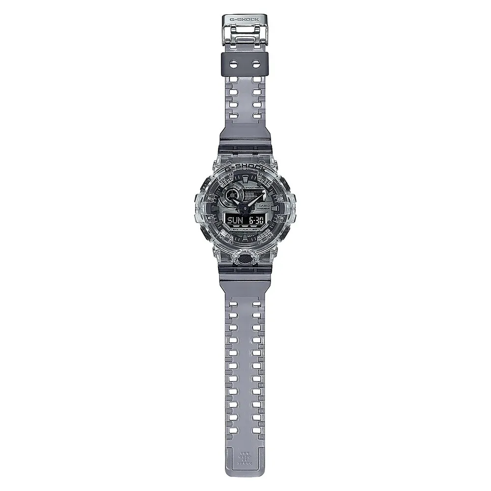 Grey Skeleton Resin Strap Watch GA700SK-1A