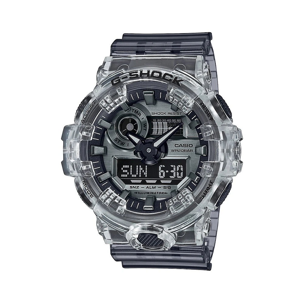 Grey Skeleton Resin Strap Watch GA700SK-1A