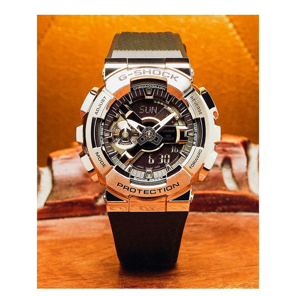 Metal Covered Stainless Steel & Resin-Strap Chronograph Watch GM110-1A