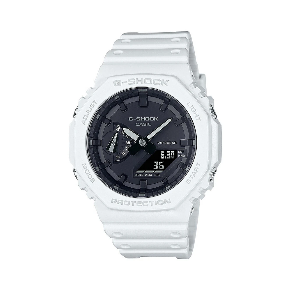 Montre numérique à bracelet en acier inoxydable et en résine G-Shock, GA2100-7A