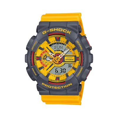 Montre G Shock Retro Yellow avec bracelet en résine, GA110Y-9A