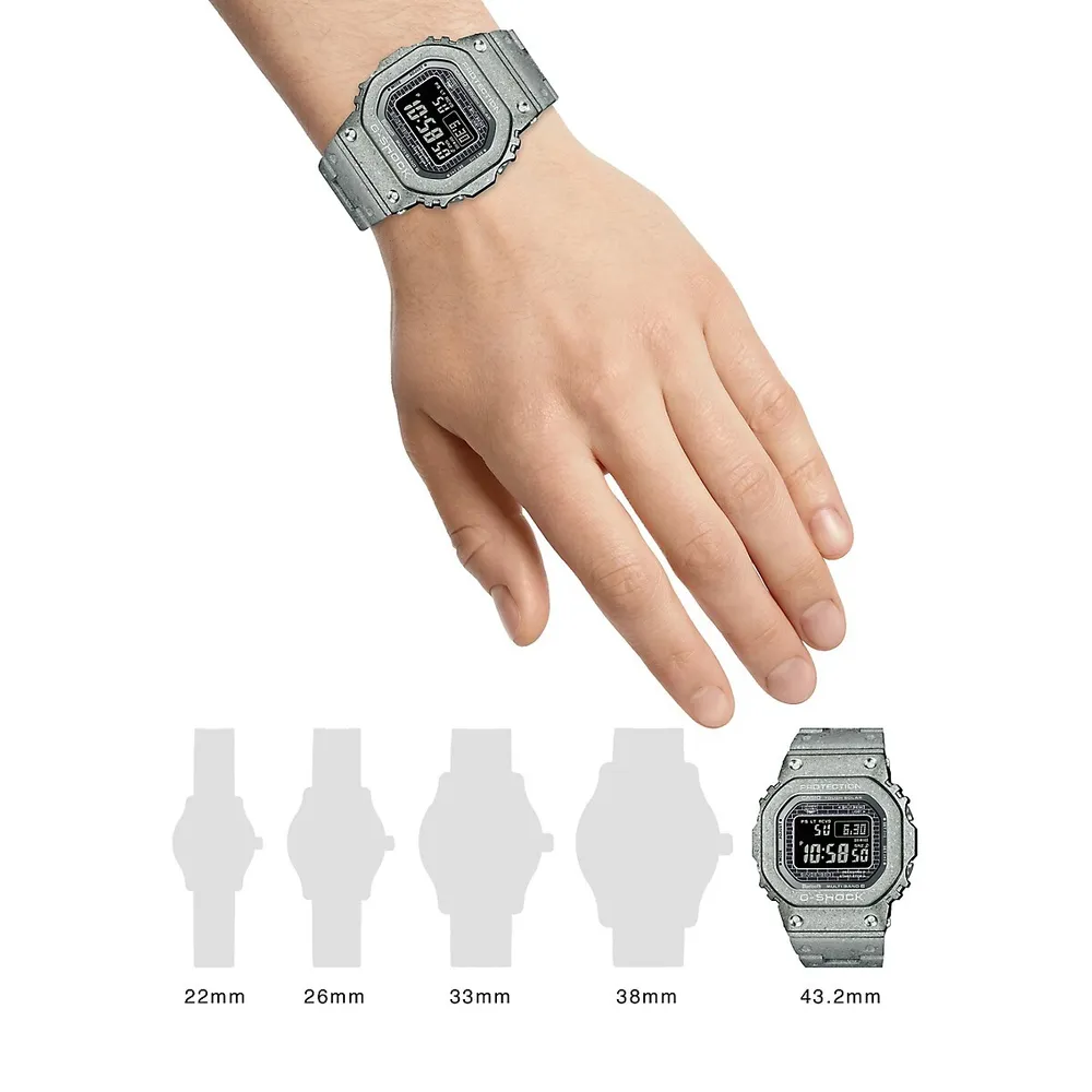 Montre-bracelet numérique solaire en acier inoxydable de série limitée, recristallisée pour le 40e anniversaire de G-SHOCK, GMW-B5000PS