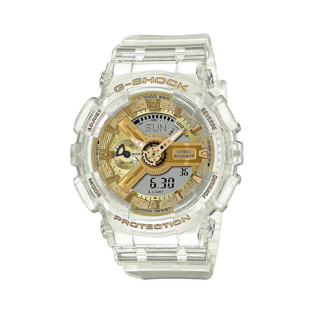 G-SHOCK Skeleton Goldtone Transparent Resin Watch GMAS110SG-7A