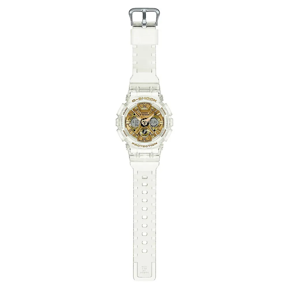 G-SHOCK Skeleton Goldtone Transparent Resin Watch GMAS120SG-7A