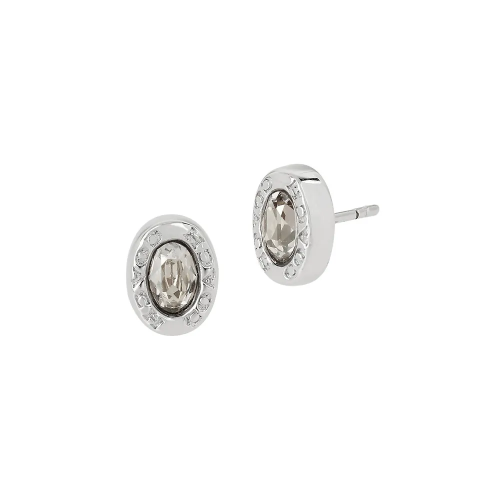 COACH Signature Logo Crystal Stud Earrings