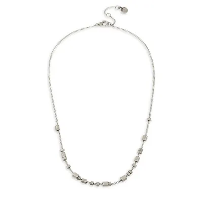 Silvertone Geometric Bead Necklace