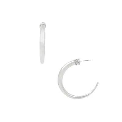Silvertone Tapered C-Hoop Earrings