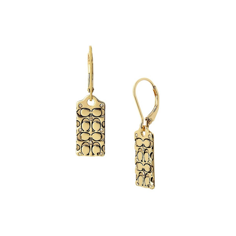 Goldtone & Swarovski Crystal Quilted C Drop Earrings