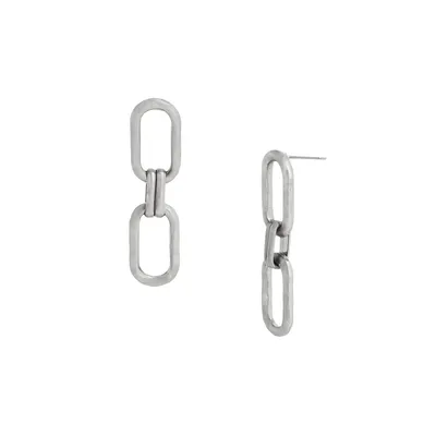 Silvertone Link Drop Earrings