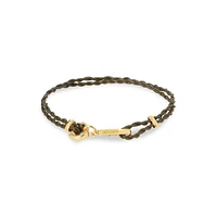 Goldtone & Woven Leather Double-Wrap Bracelet