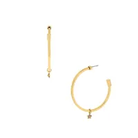 Goldtone & Glass Crystal Celestial Charm Hoop Earrings
