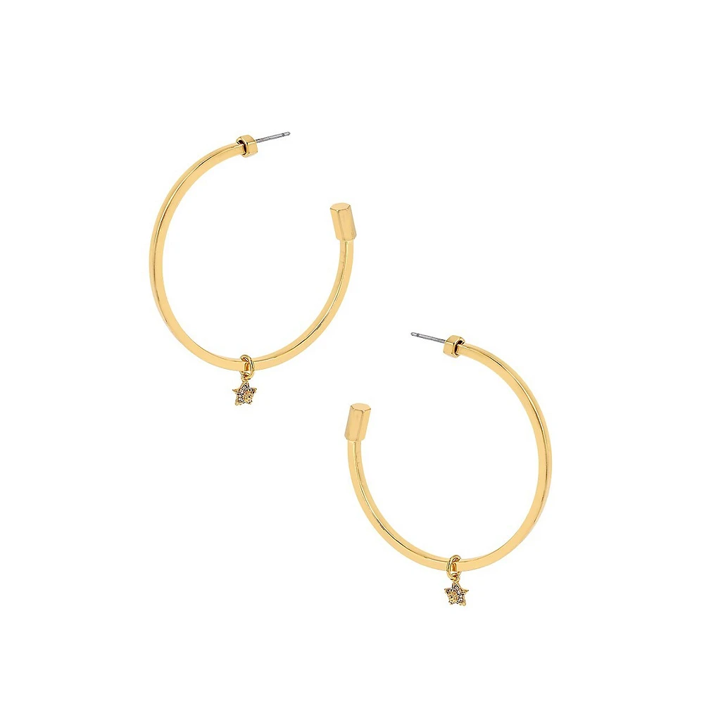 Goldtone & Glass Crystal Celestial Charm Hoop Earrings