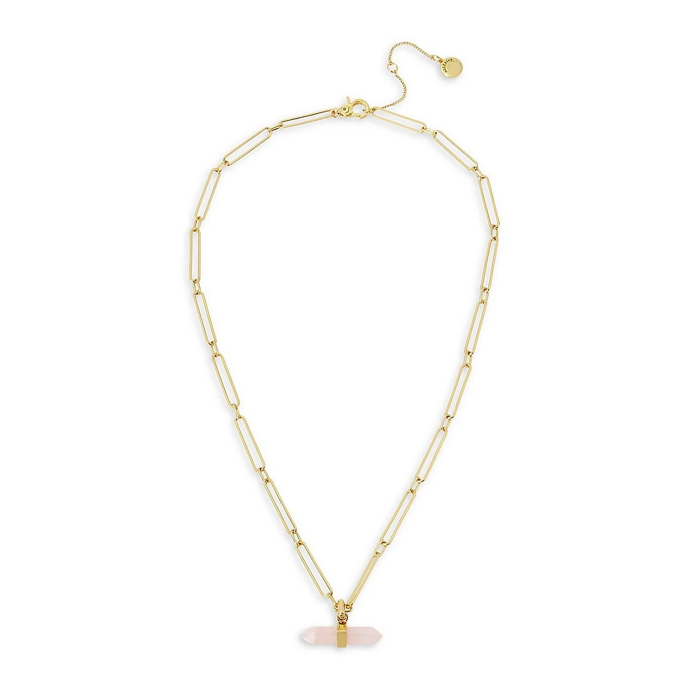 Goldtone & Quartz Pendant Necklace