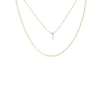 Goldtone & Quartz Pendant Layered Necklace Set