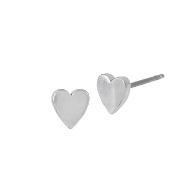 Men's Sterling Silver Heart Stud Earrings
