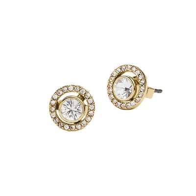 Goldtone & Faux Crystal Pavé Halo Convertible Stud Earrings
