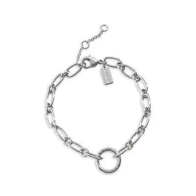 Silvertone Signature Link Bracelet - 7-Inch