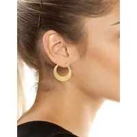 Goldtone Fan Hoop Earrings