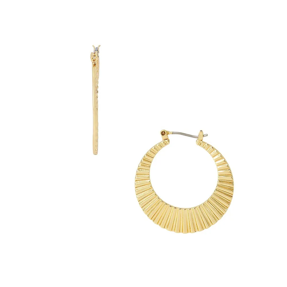 Goldtone Fan Hoop Earrings