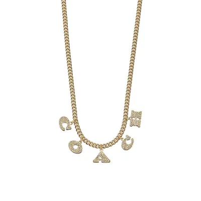 Signature Gold-Tone Embellished Logo Charm Necklace
