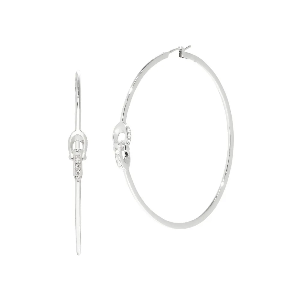 Signature C Goldtone & Glass Crystal Hoop Earrings