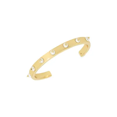 Goldtone & Faux Pearl Cuff Bracelet