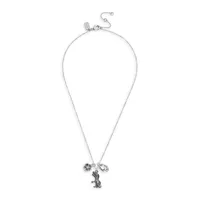 Rhodium-Plated & Glass Rexy Charm Pendant Necklace