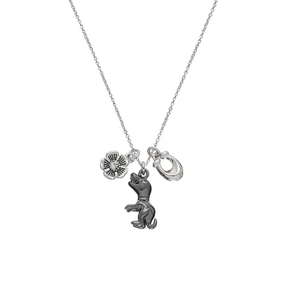 Rhodium-Plated & Glass Rexy Charm Pendant Necklace