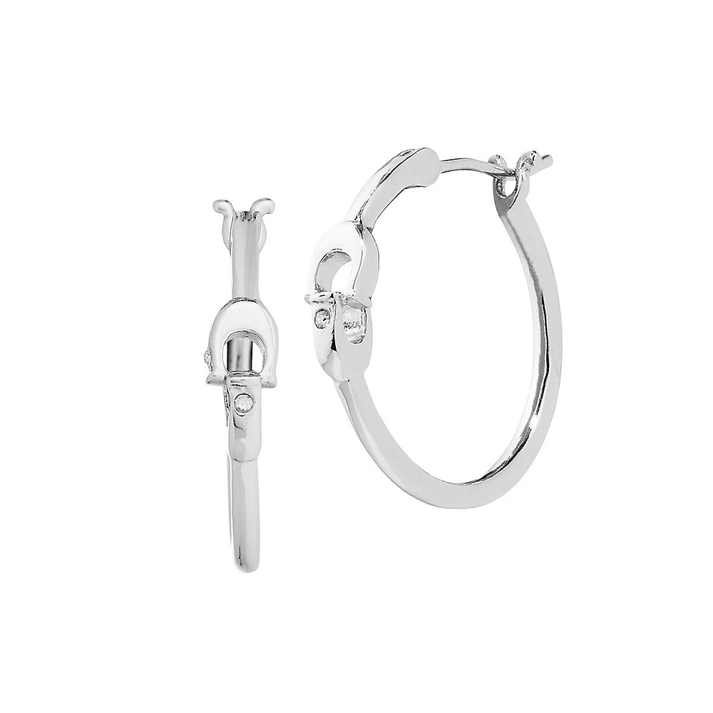 Signature Rhodium-Plated & Crystal Hoop Earrings