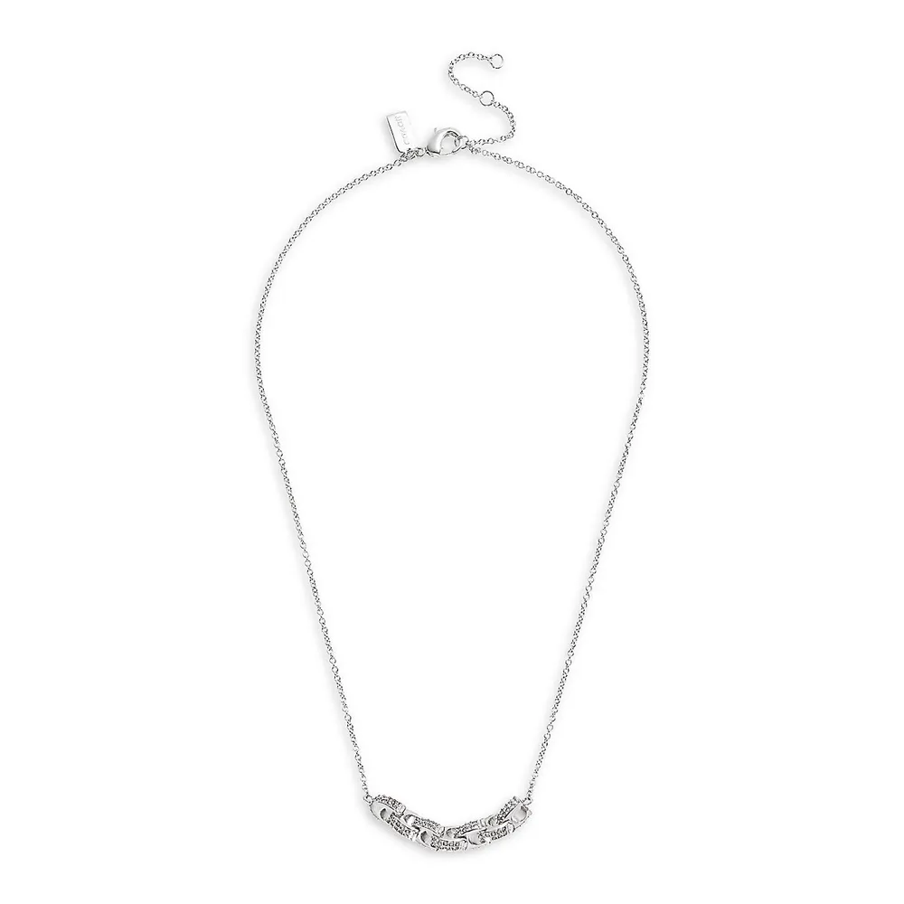 Signature Rhodium-Plated & Glass Crystal Pavé C-Link Pendant Necklace